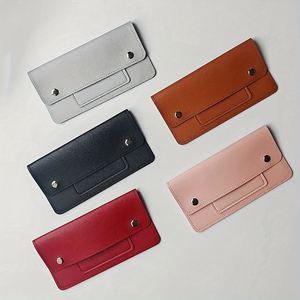 Personalized PU Leather Solid Color Unisex Bank Card Holder <b>Long</b> Coin Bill <b>Wallet</b> Snap Button ID Organizer Portable Handheld - Product Image 4