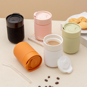 Mug de voyage en céramique de Chaozhou avec couvercle, tasse individuelle, blanc, matcha, noir, rose, marron foncé, 350 ml, style nordique, pour usage extérieur - Product Image 4