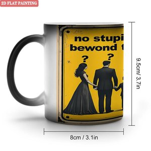 Frosted Black 11oz <b>Ceramic</b> <b>Mug</b> Heat Sensitive Sublimation Cup With 2D Flat Painting Design - Product Image 1