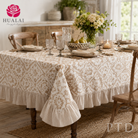 Nappe HuaLai 90x132 pouces en faux coton à imprimé floral champêtre, motif botanique rose poudré, pour table à manger, taille personnalisée