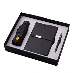 Coffret Cadeau Luxe Personnalisable Carnet A5 Couverture en Cuir PU Porte-Stylo Reliure Rigide à Feuillets Mobiles Cousue Fil - Product Image 1