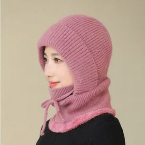 Women's Winter Knitted Ski Cap With Fleece Lining <b>Warm</b> Neck Protector For Outdoor Cycling And Cold Weather Protection - Product Image 2