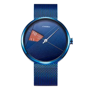 豪华石英表盘蓝色手表顶级品牌休闲手表男士钢条腕表