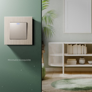 3mm siêu mỏng chải kim loại bảng điều chỉnh 1 Gang 1 2 cách tường chuyển đổi màu đen vàng xám khung nhôm tuôn ra-mount Ánh Sáng Thiết bị chuyển mạch 10A 250V - Product Image 4