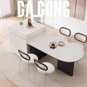 Mesa de Comedor Ovalada de Madera Maciza con Tapa Blanca, Diseño Moderno para el Hogar, Estructura Estable, Estilo Península - Product Image 3