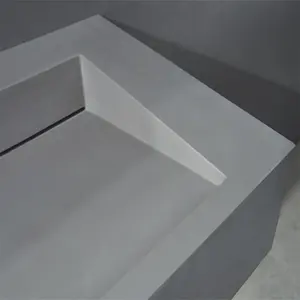Pia de parede retangular para banheiro, pia dupla de tamanho grande, com superfície sólida, novo design, ideal para banheiro