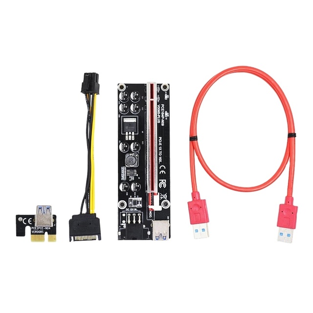 VER009S Plus PCI-E Riser Card 009S PCIE 1X to 16X Extender 6Pin Power 30CM 60CM 100CM USB 3.0 Cable for Graphics Card