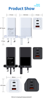 Cargador Rápido GaN de 65W con 3 Puertos USB-A y Tipo C, Enchufe UK, PD, QC 3.0, PPS, para Infinix, iPhone, Samsung, Macbook, Teléfonos Móviles y Laptops