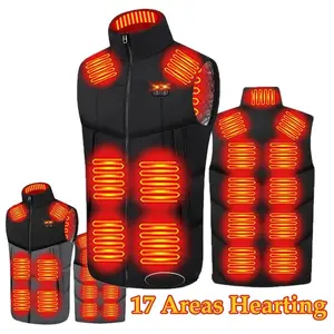 Outdoor HIking Ski Heating Clothing Usb Rechargeable Winter Thermal Warm Jacket For Man 17 Zones Heated Vest