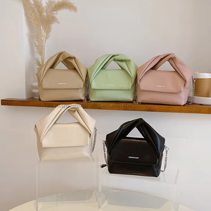 Hot Selling Designer PU Leather Pleated Hand Held Handle Chain Women Shoulder Crossbody Bag Fashionable Texture - Product Image 6