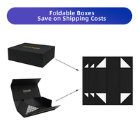 Carton recyclable avec logo personnalisé grande boîte pliable à aimant rigide boîtes d'emballage faites à la main pliable noir à fermeture magnétique