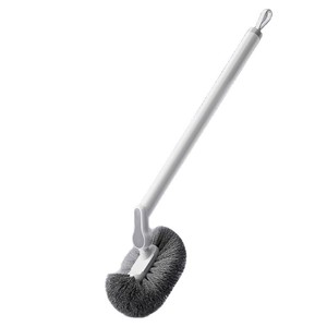 Curved Toilet Brush With Hanging Loop Nylon Bristles For Bathroom Cleaning Extended Handle Wall Mountable - Product Image 1