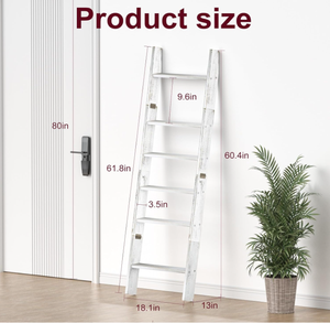 Échelles de couverture en bois personnalisées pour la chambre Porte-couverture à 6 niveaux Porte-couverture penché au mur Étagères d'échelle de couette en bois blanc - Product Image 2