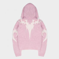 Pull à capuche en mohair tricoté sur mesure pour homme, coupe oversize, motif jacquard, anti-plis, anti-boulochage, col rond