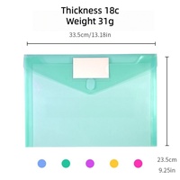 Pochette de classement semi-transparente A4 avec fermeture à bouton, enveloppes en plastique imperméables, matériau PP, dossiers transparents pour documents avec étiquette