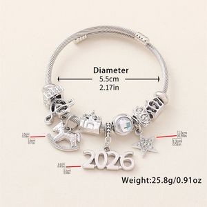 Gelang Baja Tahan Karat DIY Terbaru <span class=keywords><strong>2026</strong></span>, Gelang Liontin Kastil Kuda Kecil Bintang Modis, Hadiah Terbaik untuk Wanita - Product Image 4