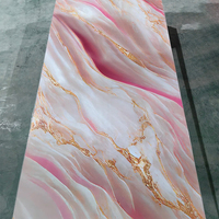 Plaque de marbre PVC brillant de qualité supérieure, épaisseur 2,5-3 mm, faible MOQ, motifs marbre européens, panneau mural pour la décoration de salle de bain