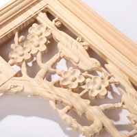 Motif floral d'angle sculpté en bois Dongyang de style chinois, sculpture en relief double face en pin scottish russe, motif floral moderne pour la décoration intérieure