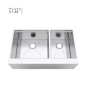 Fregadero Doble <span class=keywords><strong>Grande</strong></span> Contemporáneo Hecho a Mano para Granja, con Delantal Frontal, Duradero y Multifuncional, Venta al por Mayor - Product Image 1