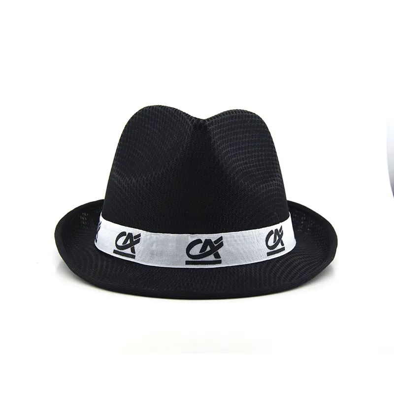 Promocional barato de poliéster Fedora sombrero de paja de los hombres de la moda de las mujeres sombrero de paja sombrero