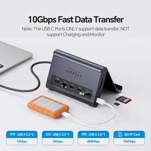 Base de Conexión PULWTOP para <span class=keywords><strong>MacBook</strong></span>, Monitor Dual 4K60Hz con 2 HDMI, Ethernet, USB-A/C 10Gbps, para <span class=keywords><strong>MacBook</strong></span> <span class=keywords><strong>Pro</strong></span>/Air M4/M5 - Color Medianoche - Product Image 4