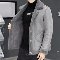 Vêtements d'hiver chauds pour hommes, veste en cuir décontractée grande taille, polaire réversible