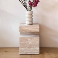 Prix d'usine naturel personnalisé Table d'appoint en travertin Table console Table de chevet en marbre Mobilier en marbre de luxe pour canapé