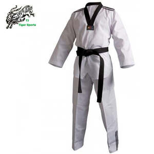 ชุดยูนิฟอร์มเทควันโดคอวีสีขาวแบบกำหนดเองพร้อมโลโก้ OEM ราคาโรงงาน - Product Image 3