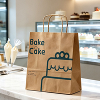 Emballage alimentaire écologique en kraft brun recyclé et biodégradable, à fond carré et poignée torsadée, résistant à la graisse, idéal pour les cadeaux de mariage et les friandises.