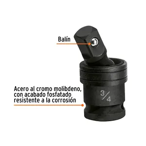 Adaptador de enchufes de impacto Truper 3/4 Drive con ajuste universal de nudo universal para un uso conveniente - Product Image 2