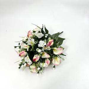 Prix d'usine 36 têtes 48cm Bush de fleurs artificielles funéraires de grande taille et Bush plat pour les événements de cimetière et commémoratifs - Product Image 4