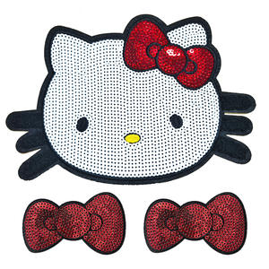 बीडेड अनुक्रमों के लिए सीमा पार कार्टून 25*18 सेमी धनुष लाल कपड़े पैच वापस गोंद चीन सजावट स्टिकर - Product Image 3