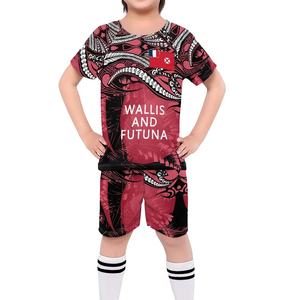 Kinder Fußball Trikot Sporta nzug Kleidung Polynesian Tribal Print T-Shirt 2 Stück Kinder Sets Sommer Training Team Uniform - Product Image 3