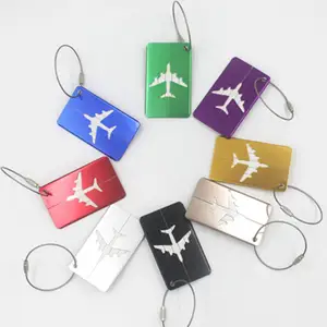 Etiquetas de sublimación en blanco, etiqueta de equipaje de avión personalizada de metal, aluminio, anodizado, plateado, colorido, nuevo catálogo