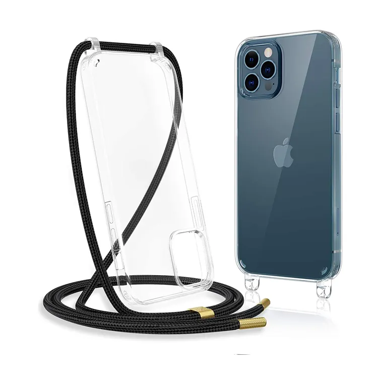 For iPhone 12 Pro Max Case Crossbody,2021 Amazon Top Seller Phone Case with Neck Lanyard Strap Chain For iPhone 12 Pro Max
