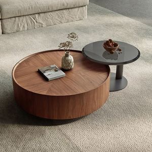 Minimalist Solid Wood <b>Coffee</b> <b>Table</b> Round <b>Walnut</b> Modern Living Room Furniture - Product Image 1
