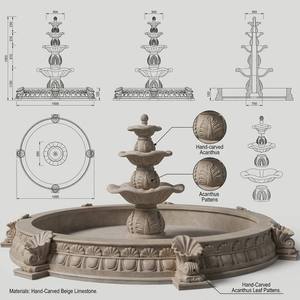 Projet <span class=keywords><strong>de</strong></span> décoration paysagère <span class=keywords><strong>de</strong></span> villa <span class=keywords><strong>de</strong></span> luxe, fontaine d'eau à 3 niveaux en marbre blanc naturel sculpté à la main pour <span class=keywords><strong>jardin</strong></span> extérieur avec grand <span class=keywords><strong>bassin</strong></span> - Product Image 2