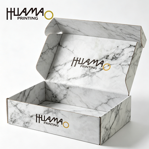 กล่องไปรษณีย์พิมพ์ลายหินอ่อนหรูหราจาก Huamao Printing กล่องกระดาษลูกฟูกพิมพ์โลโก้ตามสั่ง สำหรับบรรจุภัณฑ์ของขวัญ - Product Image 4