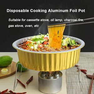 Dùng Một Lần Đầy Màu Sắc Mịn Tường Vàng Nhôm Lá <span class=keywords><strong>Container</strong></span> Vòng Lớn Lá Nướng Chảo Thực Phẩm Niêm Phong Takeaway Khay Có Nắp Đậy - Product Image 6