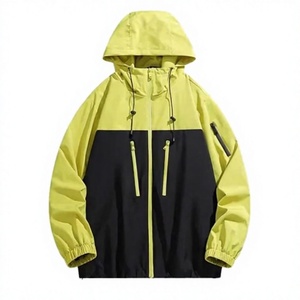 Chaqueta para Hombre LONG MISSION INDUSTRY, Verde y Negro con Bloques de Color, Sin Capucha, Impermeable, Transpirable, Cuello Mao, Cierre de Cremallera - Product Image 3