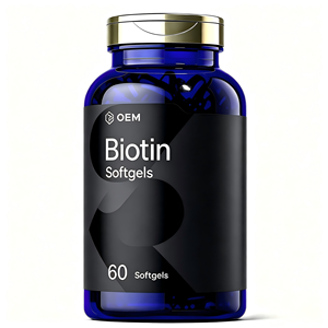 Cápsulas Blandas de Biotina al por Mayor de Fábrica Estadounidense ODM/OEM, Favorecen la Salud del Cabello, la Piel y las Uñas, Sin Gluten, con Certificación ISO, HALAL y GMP - Product Image 1
