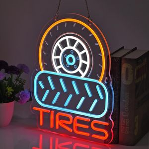 Tires Letreros Neon LED indoor hanging ambient light shop <b>sign</b> wall decoration light entrance indicator light luminous <b>sign</b> - Product Image 6