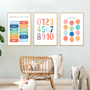 Arte Educativo para Niños, Formas, Letras, Figuras, Colores, Clima, Lienzo Decorativo para Pared, Póster Nórdico, Decoración para el Hogar y el Aula - Product Image 3