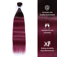 Extensions de cheveux synthétiques en fibre haute température résistante à la chaleur, tissage lisse et soyeux, super doux, double trame, sans colle