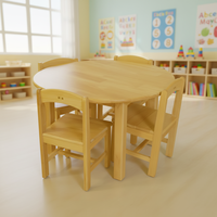 Ensemble de meubles de table de classe pour enfants de maternelle, en bois rond moderne, pour 4 élèves