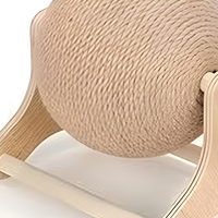Balle à gratter rotative en sisal pour chat, rouleau à gratter en sisal avec support en bois, jouet d'intérieur pour animaux de compagnie