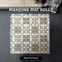 Tapis de Mahjong Géométrique Marron Antidérapant, Housse de Table de Jeu Enroulable pour Bureau, Salle de Pause, Voyage