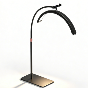 Lampe de sol demi-lune professionnelle à LED dimmable avec support pour téléphone pour salon de beauté et éclairage de diffusion en direct - Product Image 3
