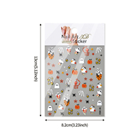 Autocollants 5D en relief pour ongles d'Halloween : fantômes, citrouilles, toiles d'araignées, crânes – Décorations auto-adhésives pour manucure de fêtes