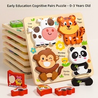 Houten Dieren Fruit 3D Peg Puzzle Bord Vorm Matching Vroege Alfabetisering Montessori Educatief Speelgoed voor Kinderen Jongens Meisjes Leeftijden 0-7